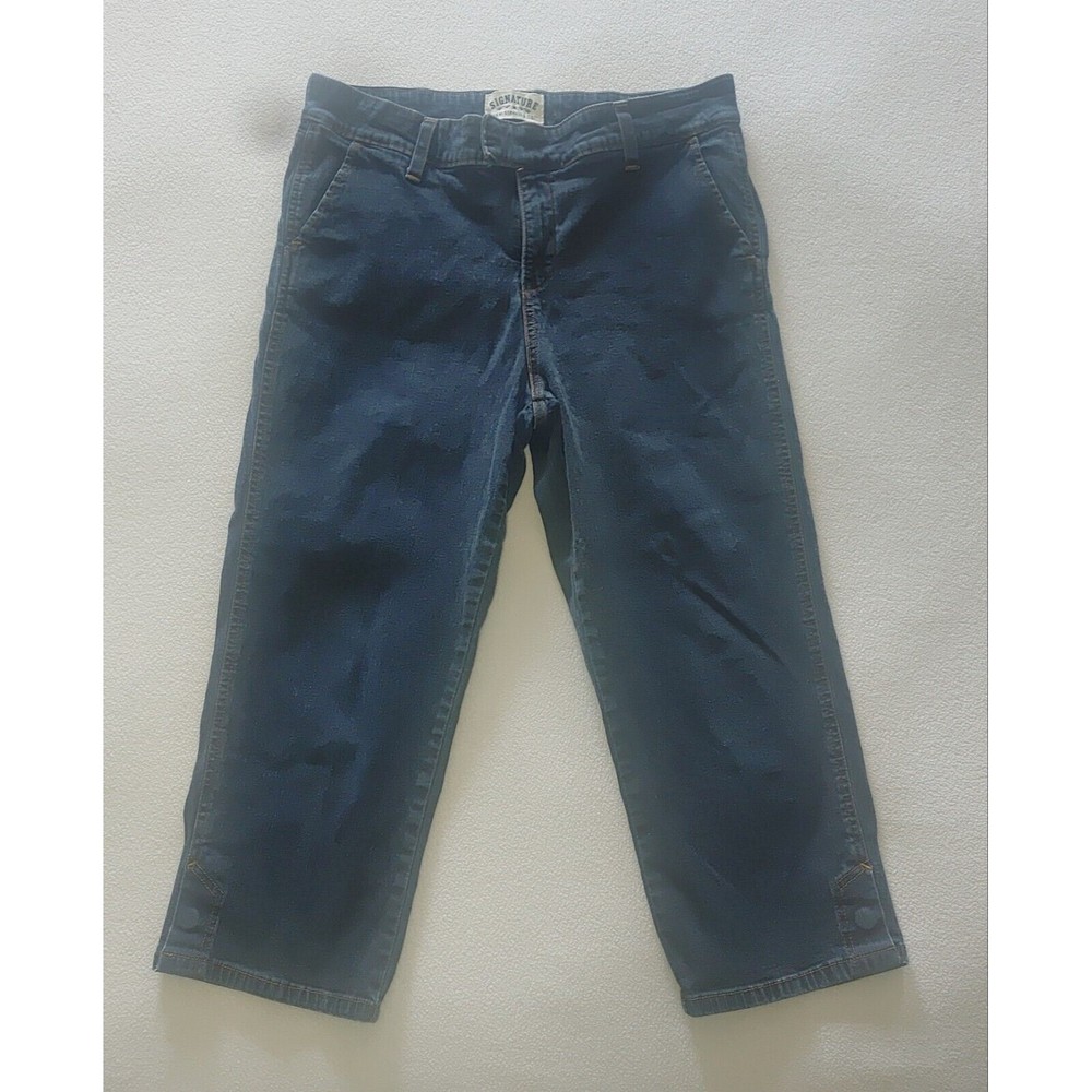 Levi's Strauss Signature Capri Jeans Size 16 High-Rise Stretch Snap Slit Detail